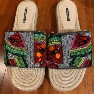 Zara braided watermelon sandals